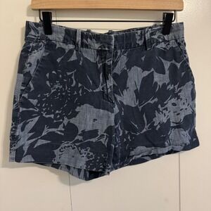 Gap Tailored Short Womens 4 Navy Blue Floral Print Cotton Chino Shorts 227130